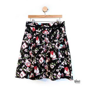 Younity Vintage Floral Woman Pattern Pleated Yoke Style Skirt Medium